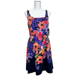 NWT Adorne Kiernann Dress - Fit and Flare Floral Square Neck Dress - Size 10